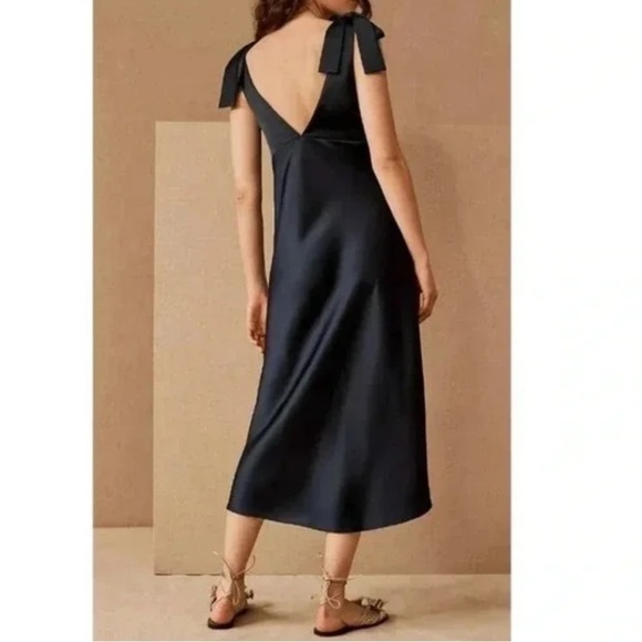 Sachin + Babi BHLDN Hudson Satin Navy Blue Tie Strap Midi Dress NEW SZ 10 - Picture 3 of 8